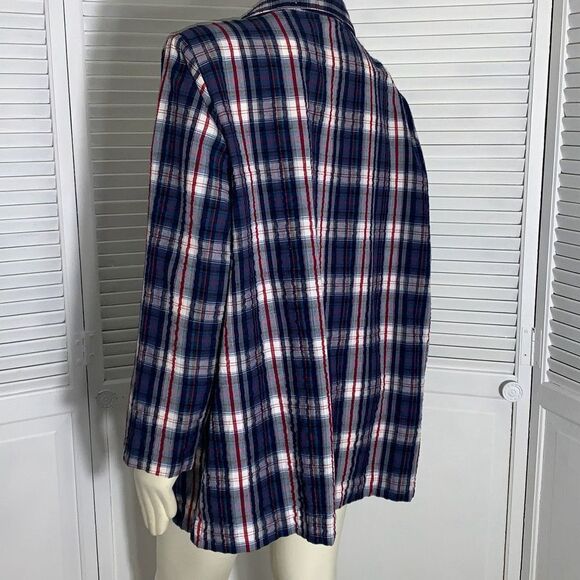 Vintage Main Street Blues Oversized Cotton Plaid Blazer Size B2 - Picture 10 of 14